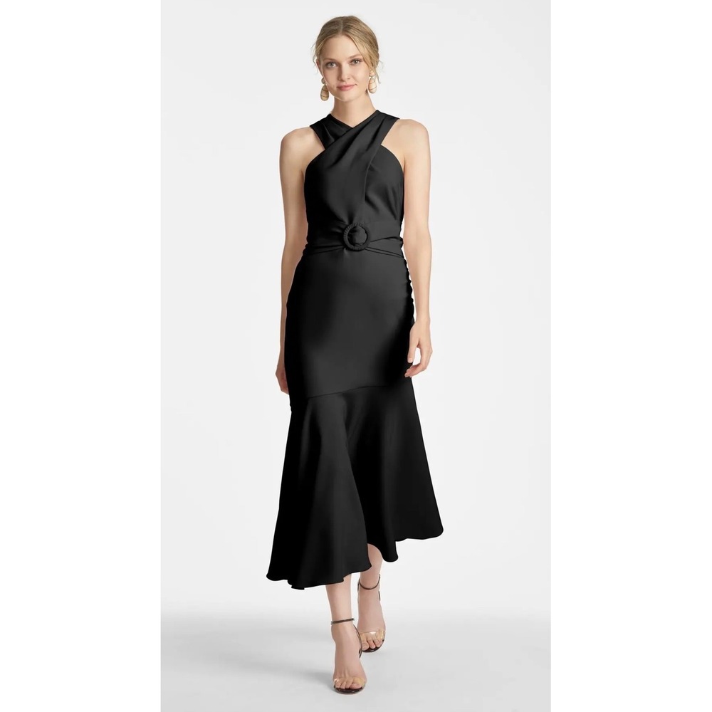 Sachin & Babi Naomi Cross Neck Asymmetric Dress‎ – Black – Size 14 – NWT - Picture 2 of 7